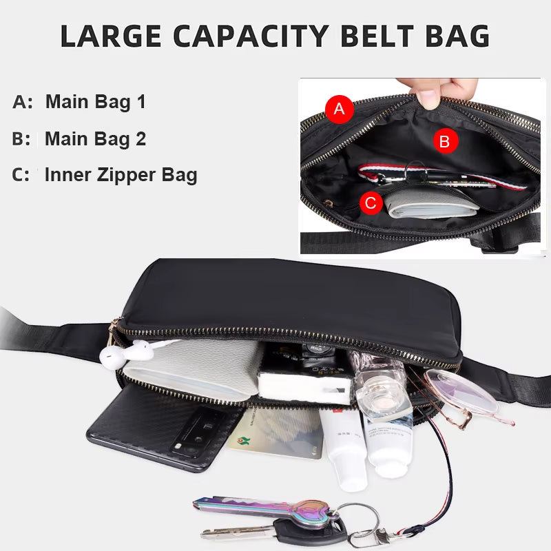 Geestock Fanny Pack Women'S Waist Bag Fashion Belt Bags Women Dual Zipper Waterproof Crossbody Bag Ladies Bum Hip Bag Riñonera