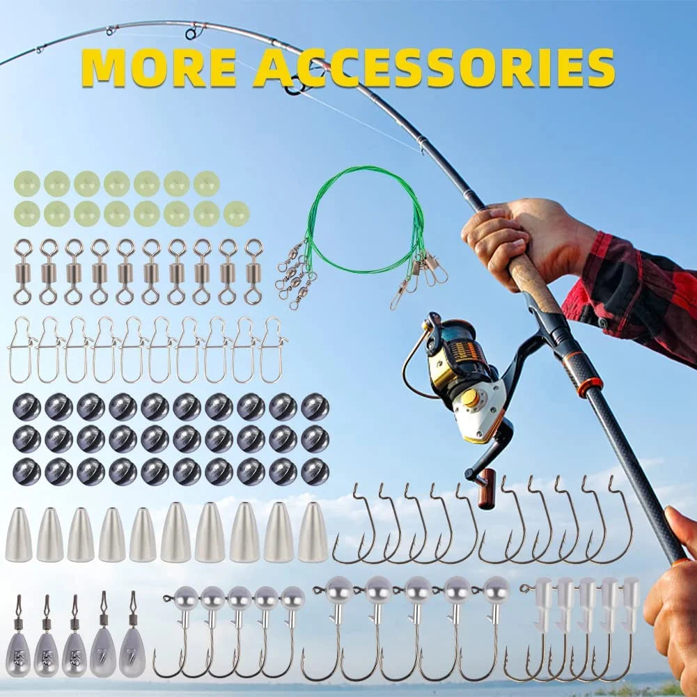 Fishing Lures Fishing Gear Tackle Box Fishing Attractants for Bass Trout Salmon Fishing Accessories Including Spoon Lures Soft Plastic Worms Crankbait Jigs Fishing Hooks