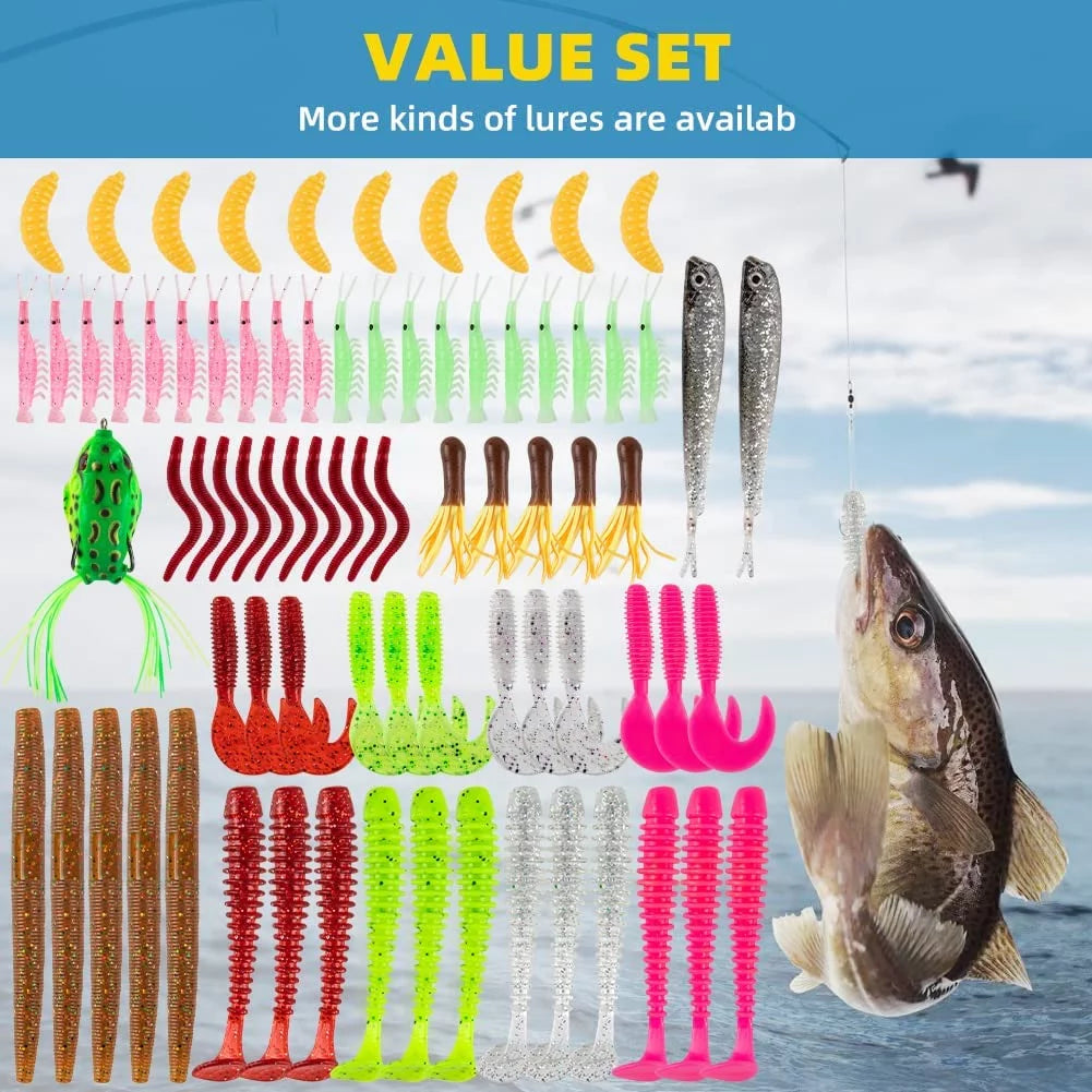 Fishing Lures Fishing Gear Tackle Box Fishing Attractants for Bass Trout Salmon Fishing Accessories Including Spoon Lures Soft Plastic Worms Crankbait Jigs Fishing Hooks
