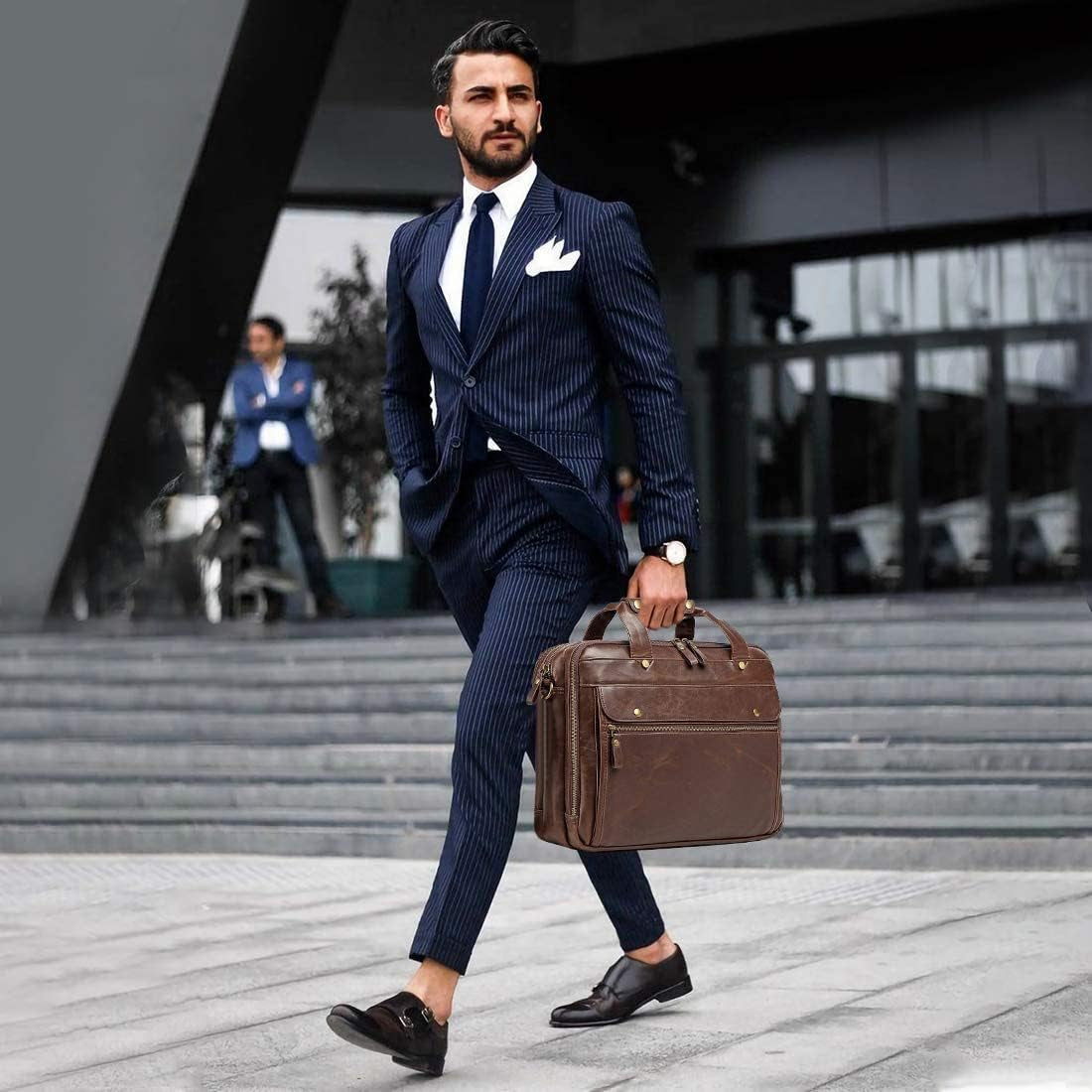 Leather Briefcase for Men 15.6 Inch Waterproof Laptop Messenger Bag Large Retro Computer Bag for Business Travel Work Perfect for Daily Use/Gift Choose (Brown)