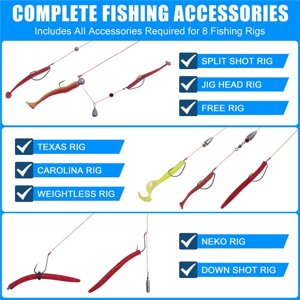 161Pcs Fishing Accessories Kit Fishing Tackle Box Jig Head Hooks Rolling Swivels Fishing Weight for Bass Trout Fishing Equipment