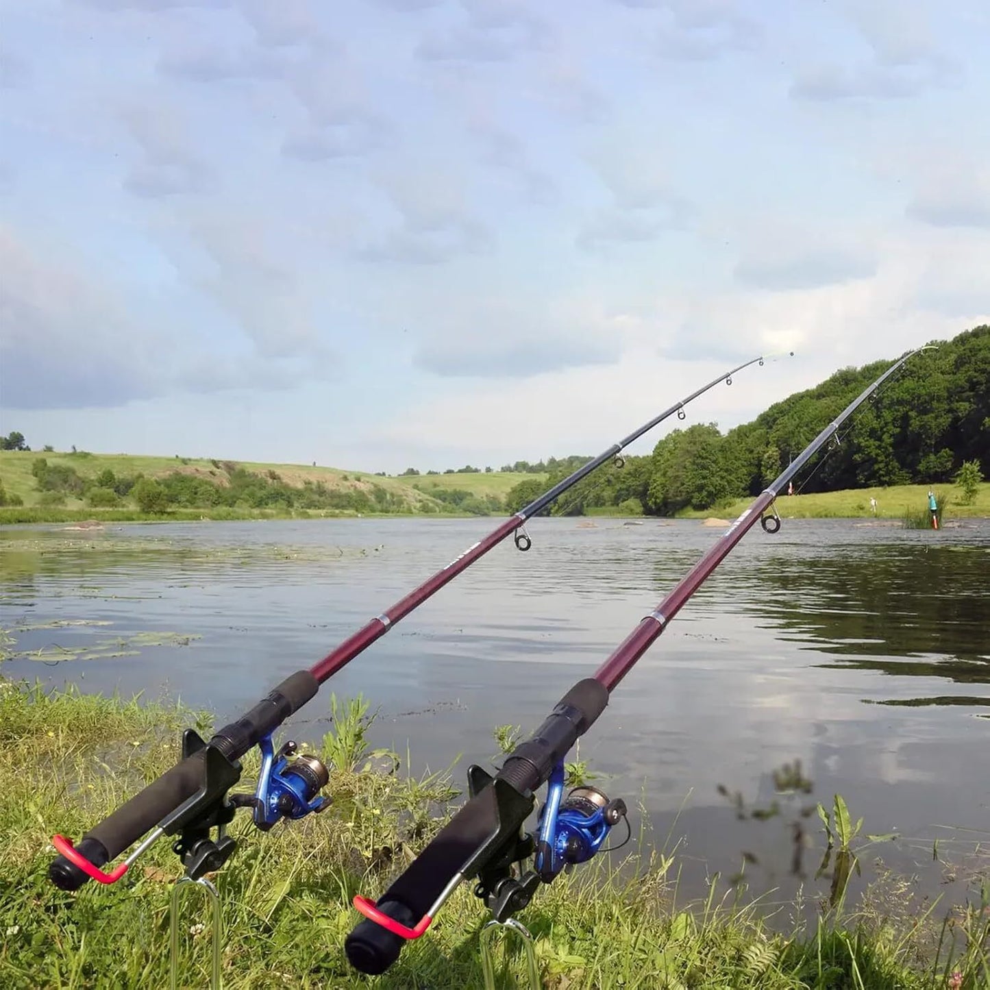 2Pack Fishing Rod Holders for Bank Fishing, Fishing Pole Holders for Ground, 360