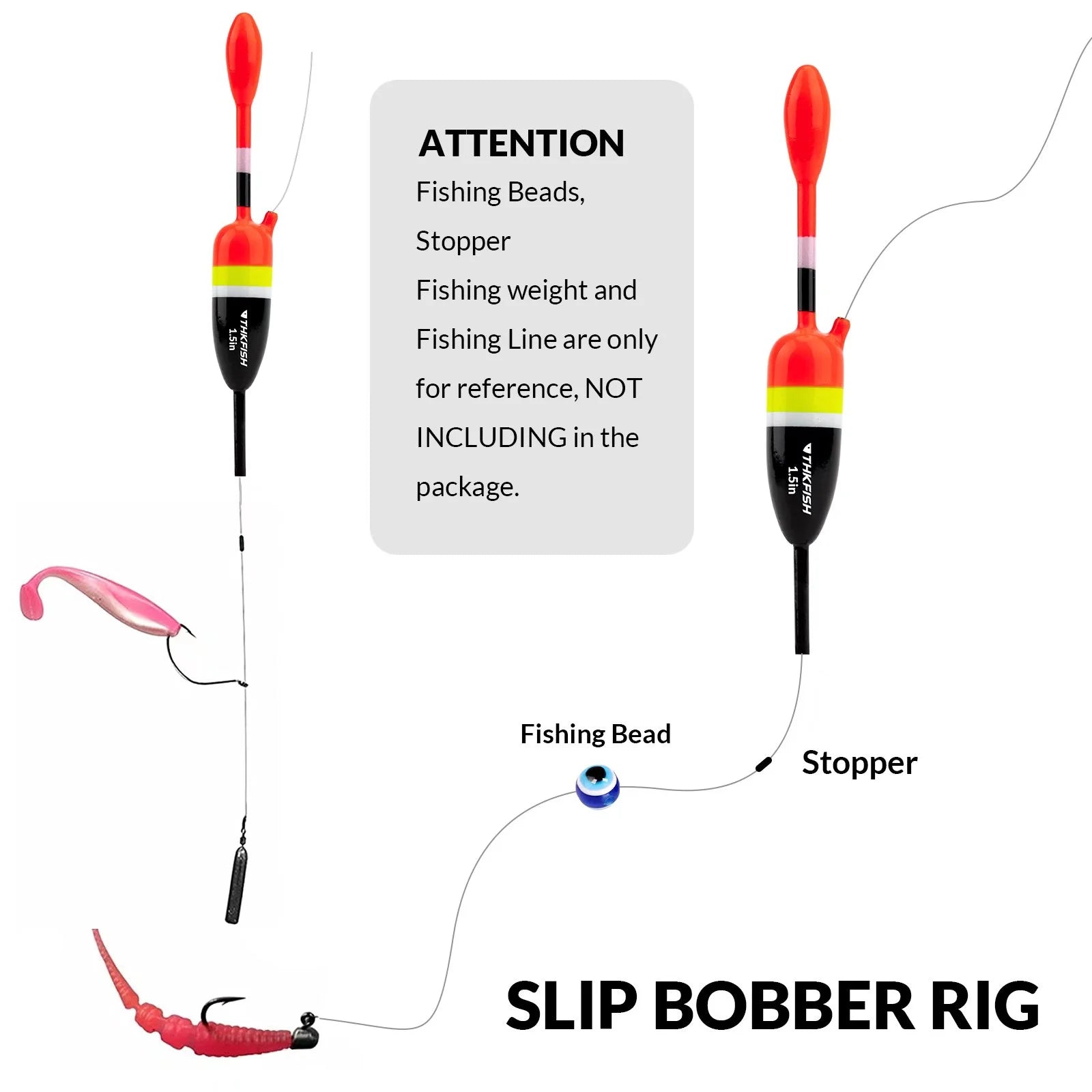 Fishing Bobbers Fishing Floats and Bobbers Slip Bobbers for Fishing Balsa Floats Crappie Fishing Bobbers Floatage 1/7Oz(1.5"X0.6"X4.58")-5Pcs
