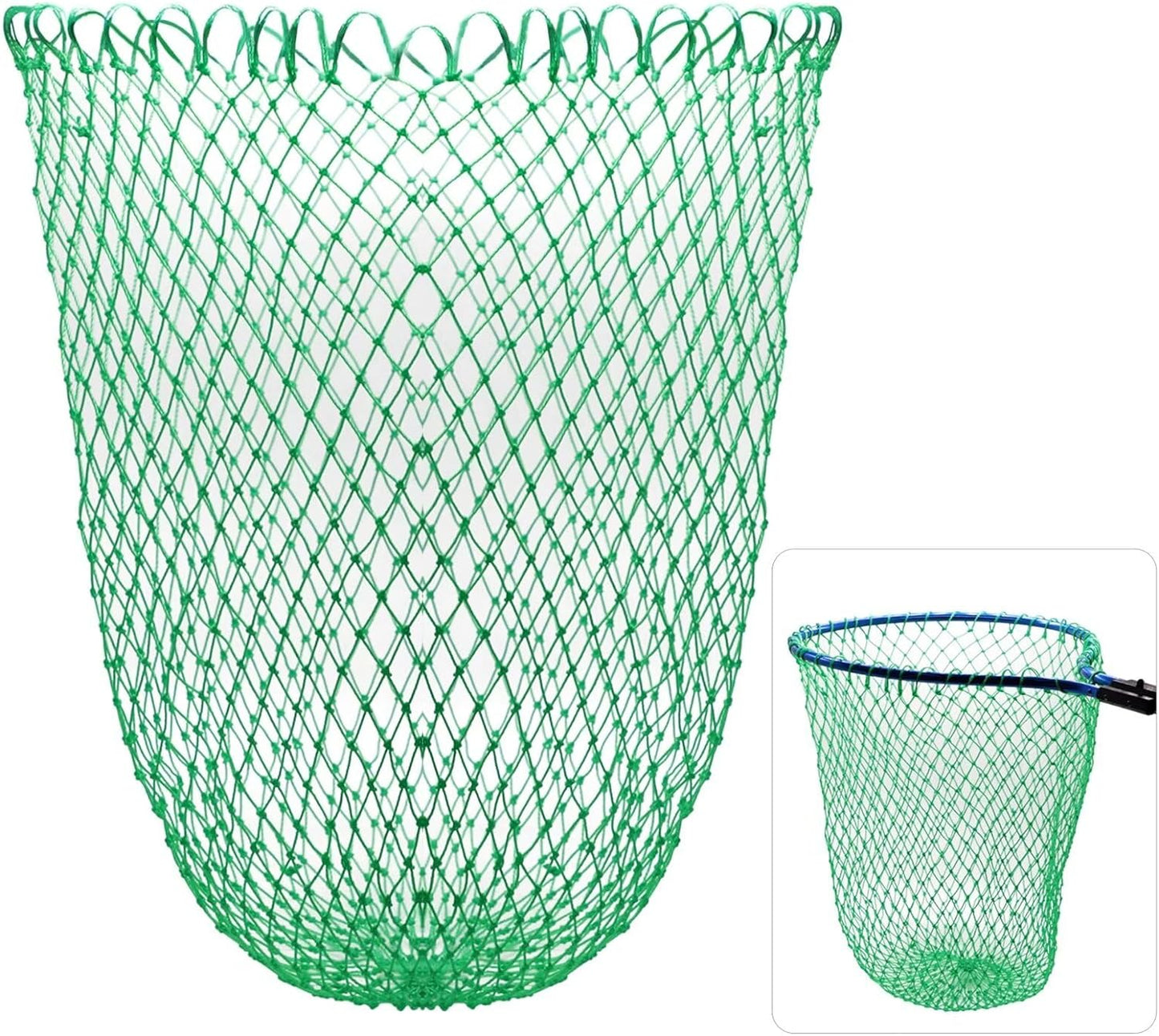 Fishing Net Fish Landing Net Foldable Fishing Replacement Net for Freshwater Saltwater Fishing Net Replacement Netting Green/Black 2 Colors Handle/Frame Not Included