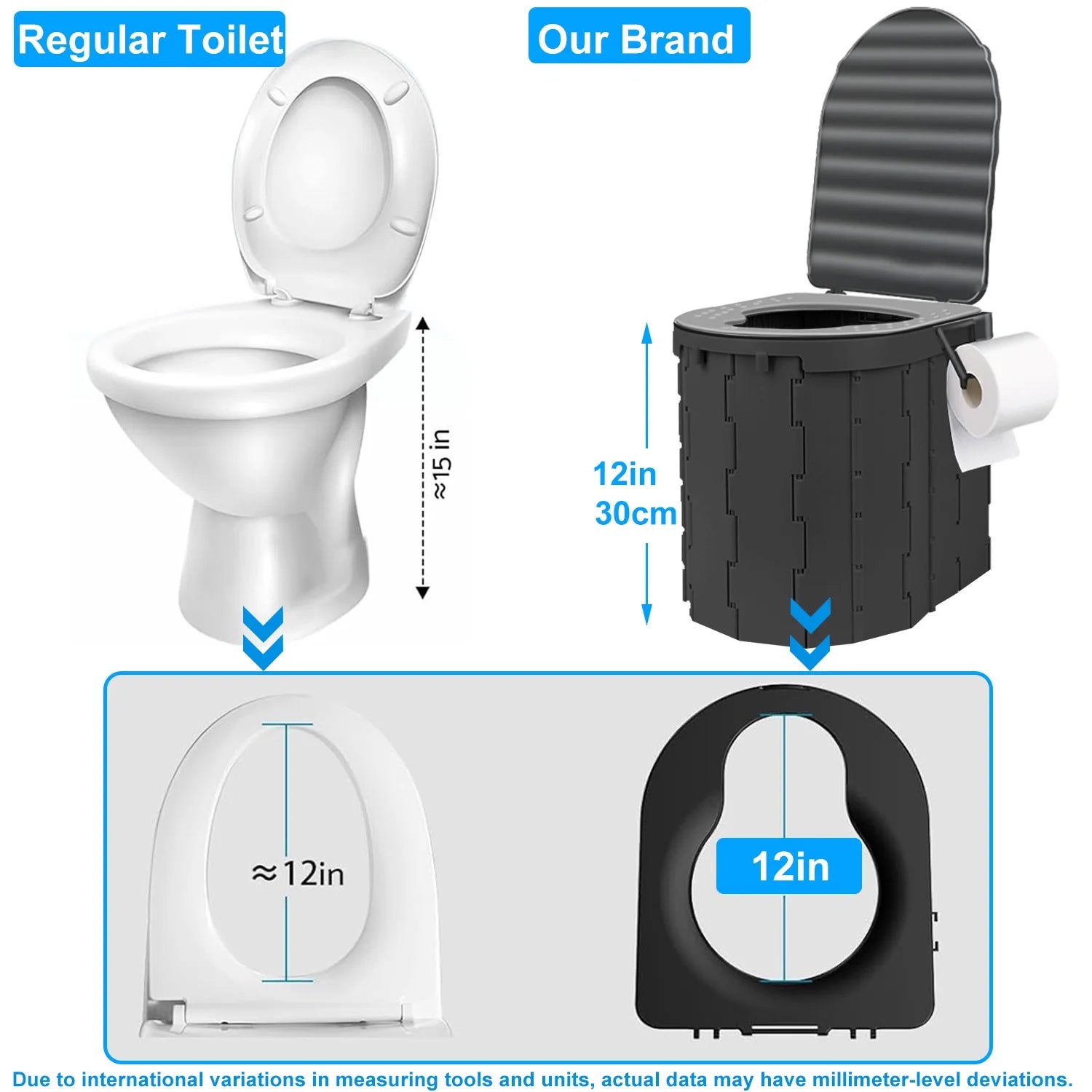 Portale Foldable Camping Toilet Set with Privacy Tent, Black
