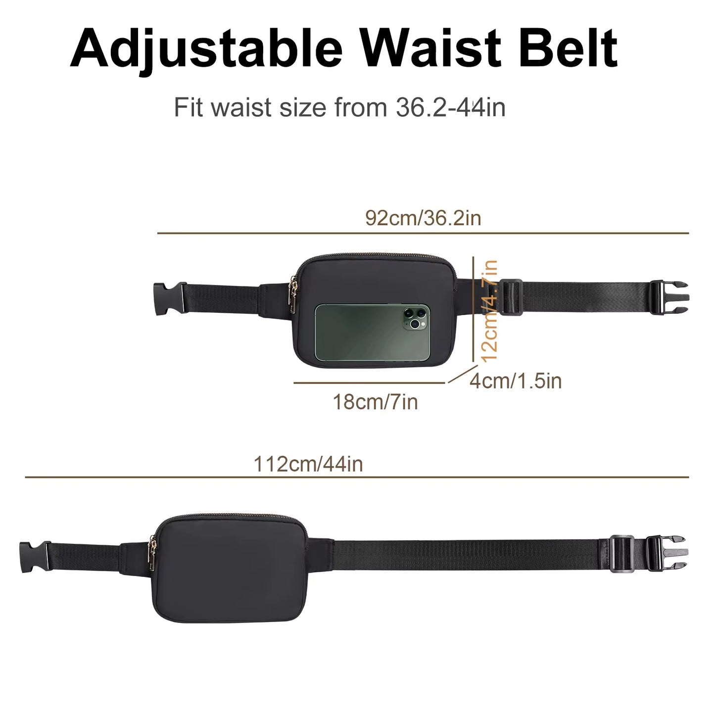 Geestock Fanny Pack Women'S Waist Bag Fashion Belt Bags Women Dual Zipper Waterproof Crossbody Bag Ladies Bum Hip Bag Riñonera