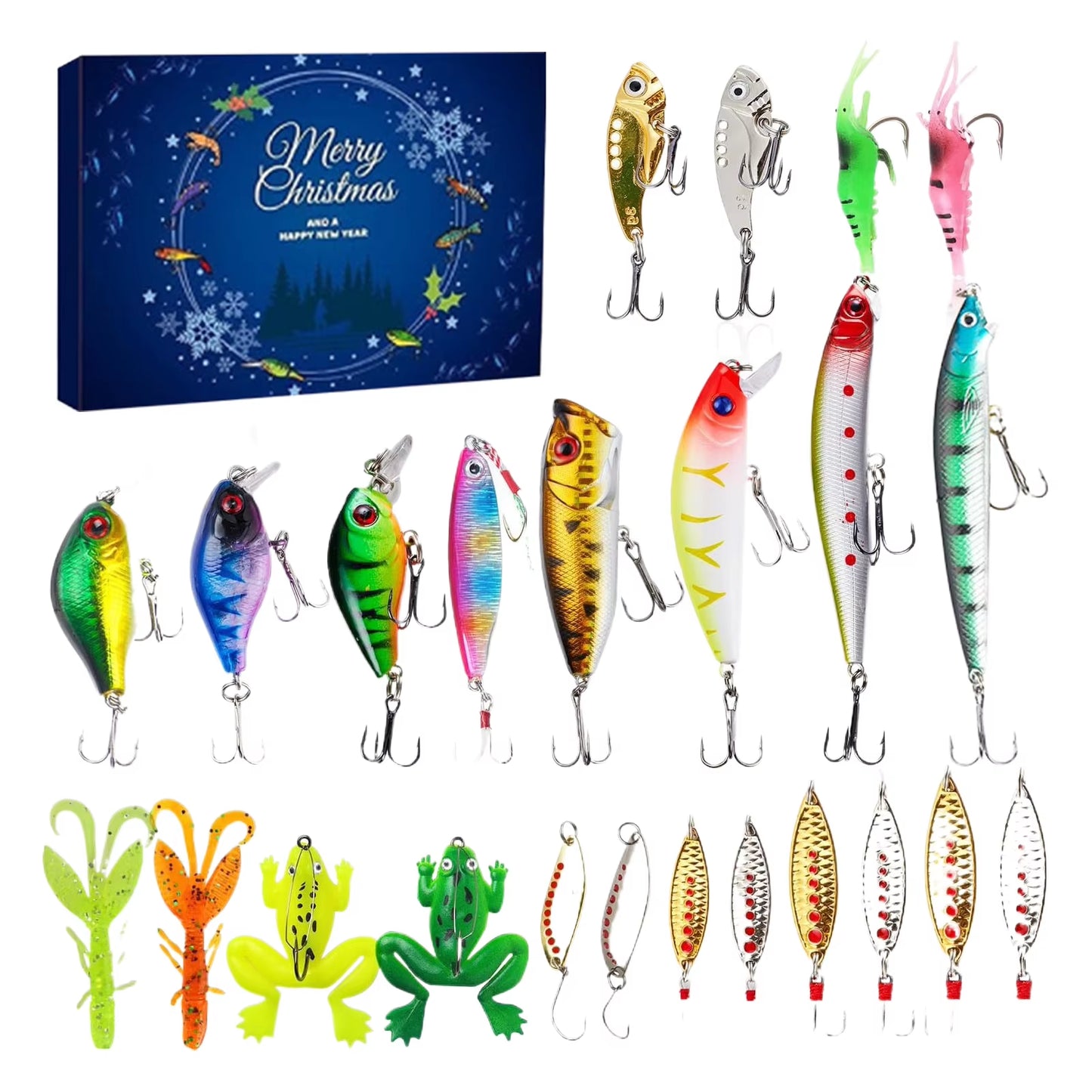 2024 Fishing Tackle Advent Calendar 24 Day Christmas Advent Calendar Fishing Tackle Box Creative Christmas Gifts Countdown
