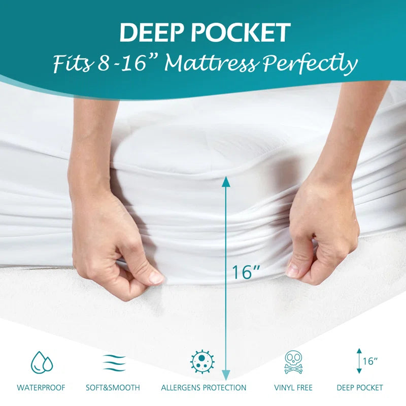 JML Bembry Premium 100% Waterproof Fitted Mattress Protector, Breathable Bed Cover Mattress Cover, Smooth Soft Washable