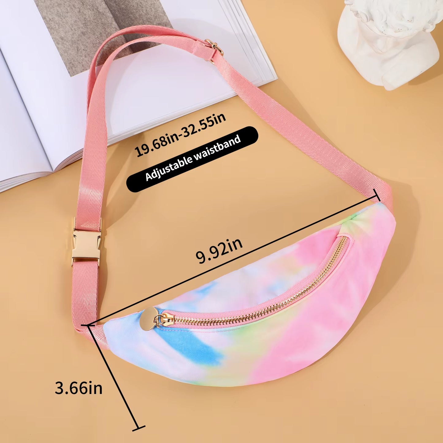 Women Fanny Pack Nylon Belt Bag Fashion Adult Waist Pack Zipper Bum Bag Adjustable Lightweight Multifunction Water-Resistant