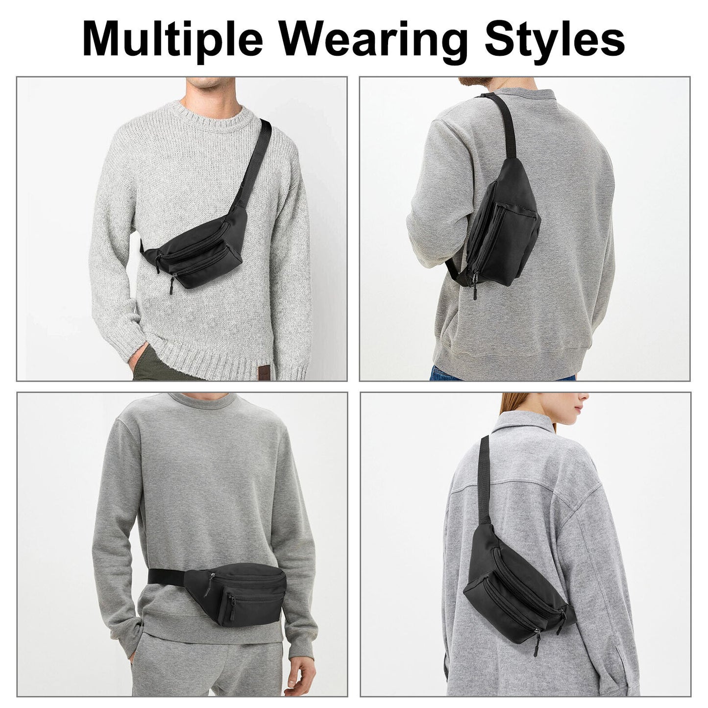 Men Women Fanny Pack Belt Waist Bag Crossbody Chest Sling Shoulder Wallet Sports