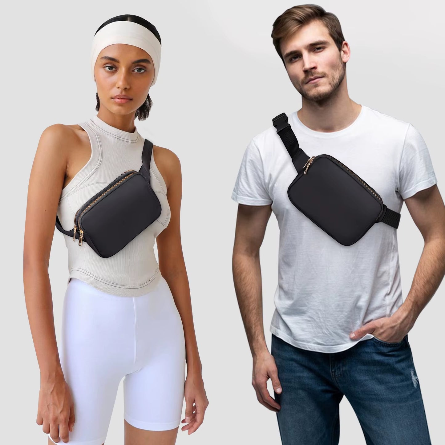 Geestock Fanny Pack Women'S Waist Bag Fashion Belt Bags Women Dual Zipper Waterproof Crossbody Bag Ladies Bum Hip Bag Riñonera