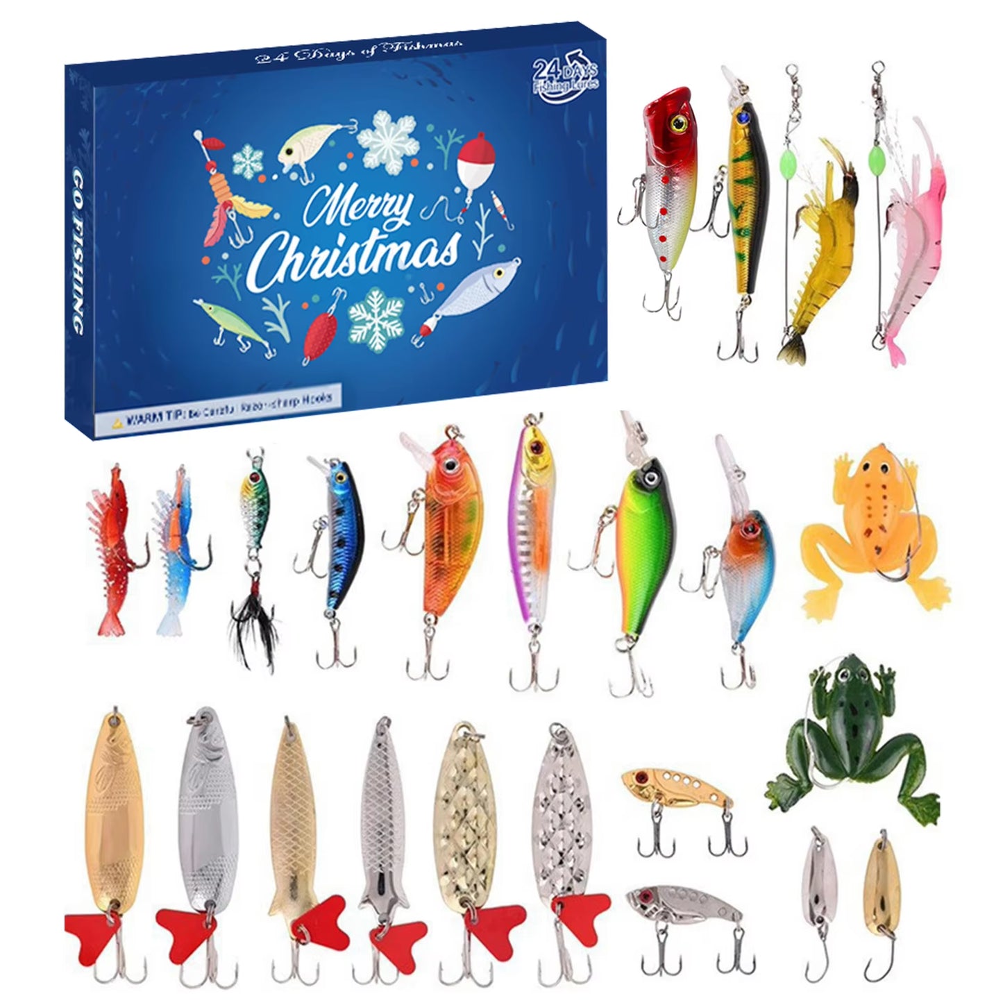 2024 Fishing Tackle Advent Calendar 24 Day Christmas Advent Calendar Fishing Tackle Box Creative Christmas Gifts Countdown