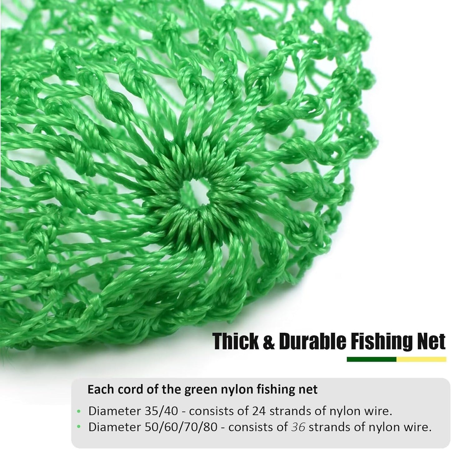 Fishing Net Fish Landing Net Foldable Fishing Replacement Net for Freshwater Saltwater Fishing Net Replacement Netting Green/Black 2 Colors Handle/Frame Not Included