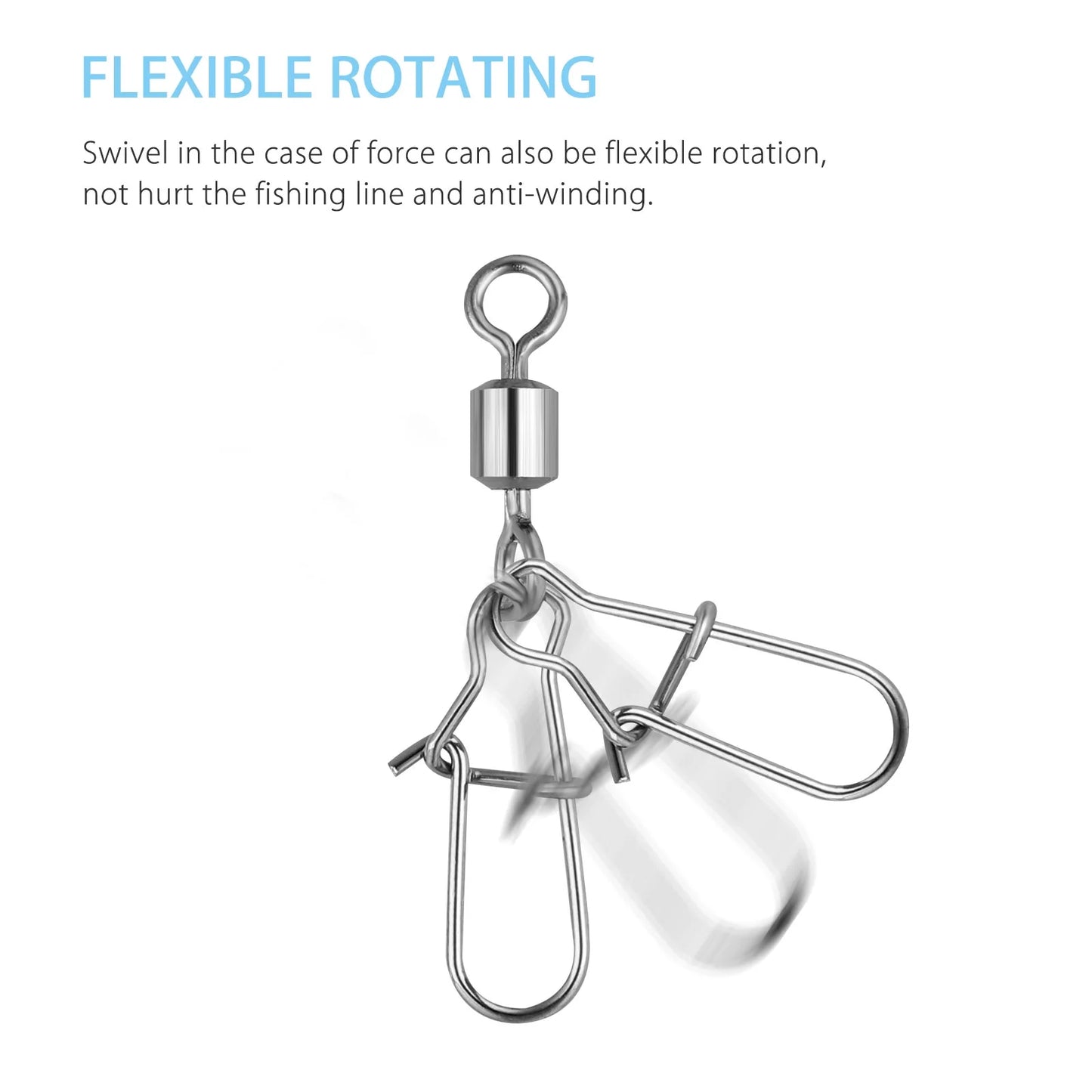 Fishing 210Pieces/Box Fishing Swivel Snap Connectors Size 2 4 5 6 8 High-Strength Fishing Rolling Swivels with Nice Snaps Fishing Tackle Kit (Stainless Steel),#2 #4 #5 #6 #8