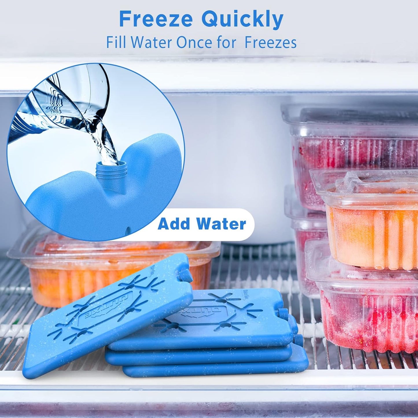Ice Packs for Lunch Box - Reusable Ultra-Thin Freezer Packs - Long-Lasting Cool Packs for Coolers, Keep Food Fresh and Cold in Lunch Boxes and Breastmilk Bags