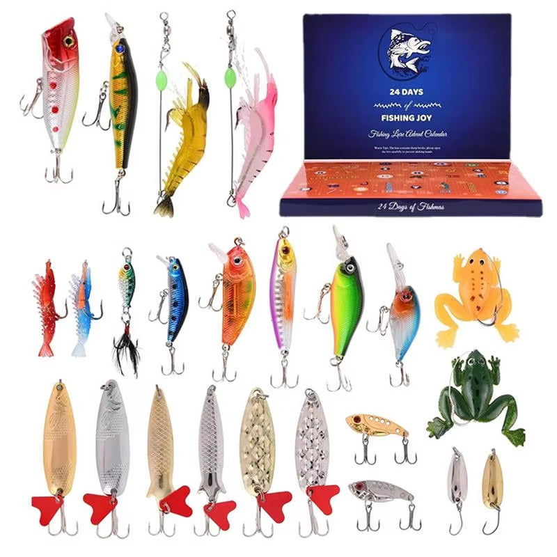 2024 Fishing Tackle Advent Calendar 24 Day Christmas Advent Calendar Fishing Tackle Box Creative Christmas Gifts Countdown