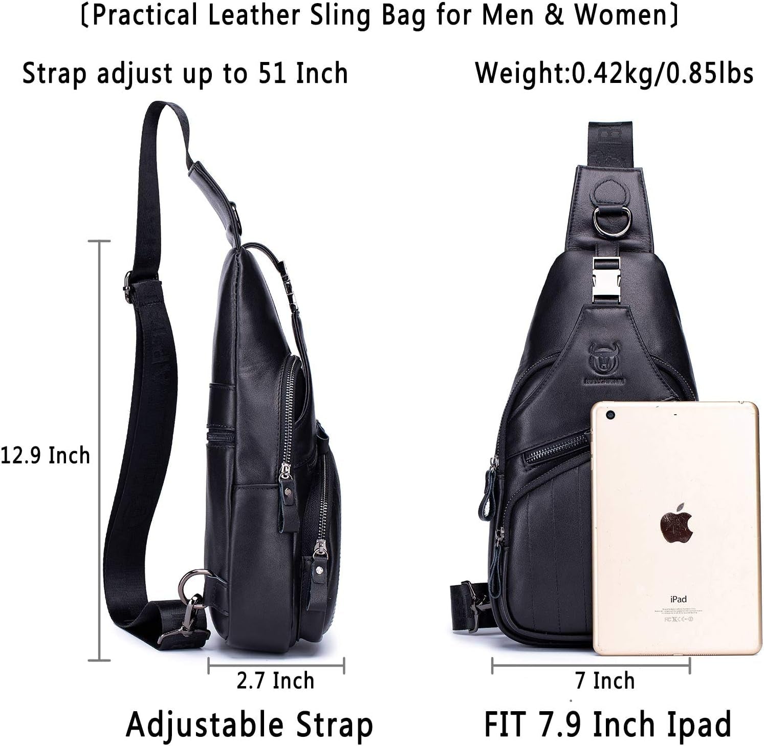 Cross Body Bags for Men Leather Sling Bag Casual Daypacks Chest Bags Shoulder Bag Travel Hiking Backpacks
