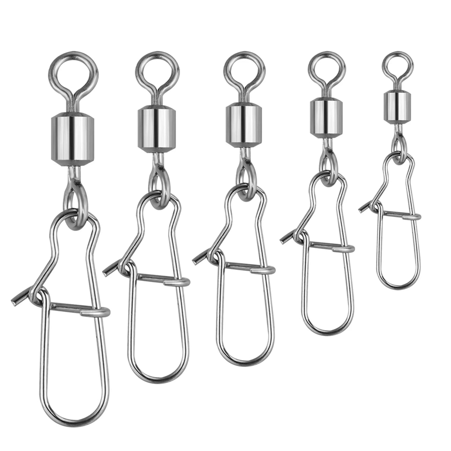 Fishing 210Pieces/Box Fishing Swivel Snap Connectors Size 2 4 5 6 8 High-Strength Fishing Rolling Swivels with Nice Snaps Fishing Tackle Kit (Stainless Steel),#2 #4 #5 #6 #8