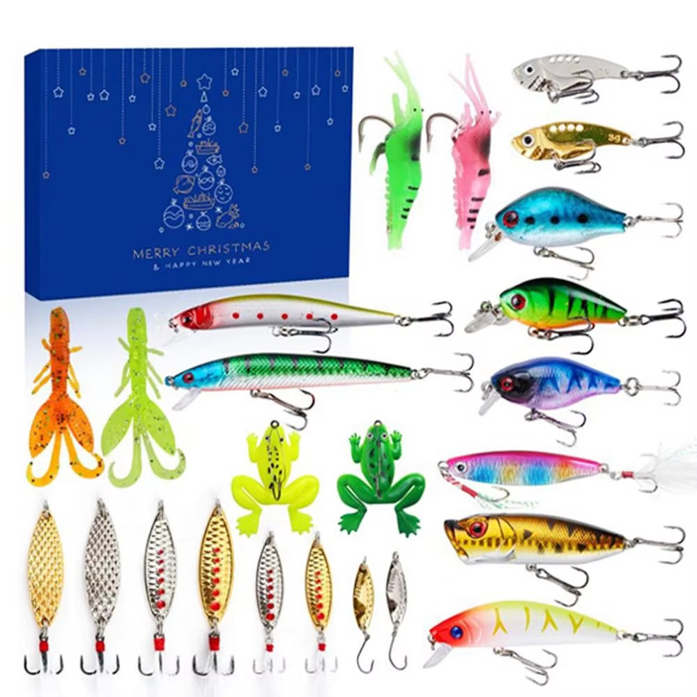 2024 Fishing Tackle Advent Calendar 24 Day Christmas Advent Calendar Fishing Tackle Box Creative Christmas Gifts Countdown