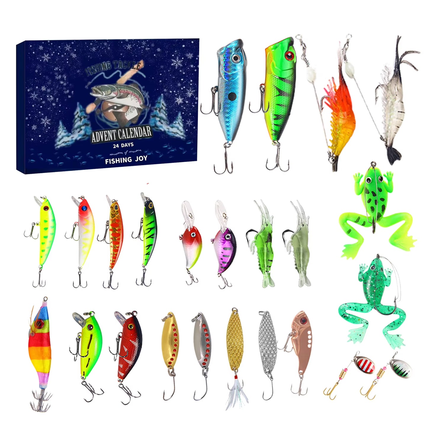 2024 Fishing Tackle Advent Calendar 24 Day Christmas Advent Calendar Fishing Tackle Box Creative Christmas Gifts Countdown