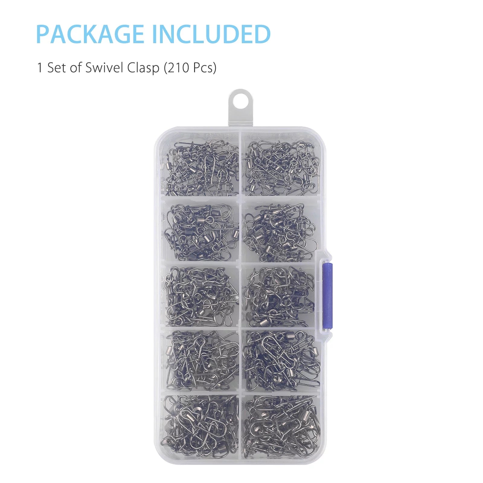 Fishing 210Pieces/Box Fishing Swivel Snap Connectors Size 2 4 5 6 8 High-Strength Fishing Rolling Swivels with Nice Snaps Fishing Tackle Kit (Stainless Steel),#2 #4 #5 #6 #8