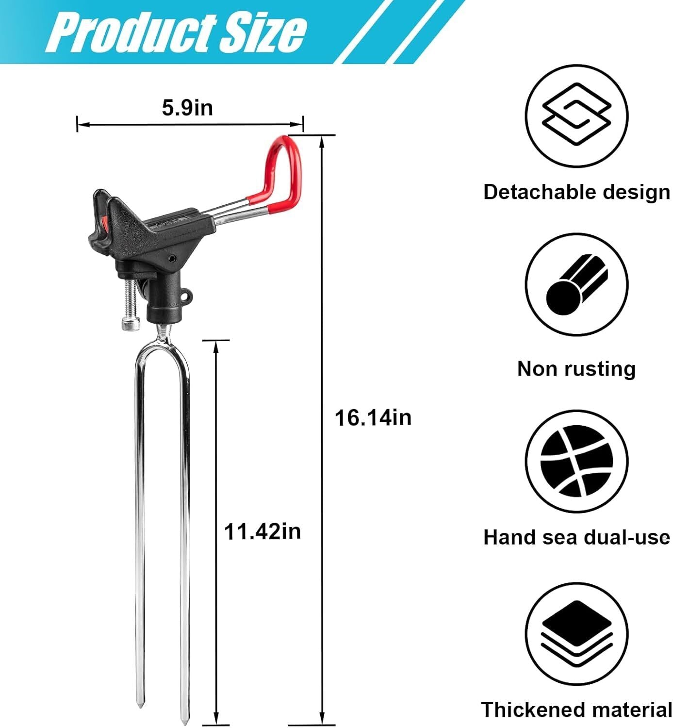 2Pack Fishing Rod Holders for Bank Fishing, Fishing Pole Holders for Ground, 360