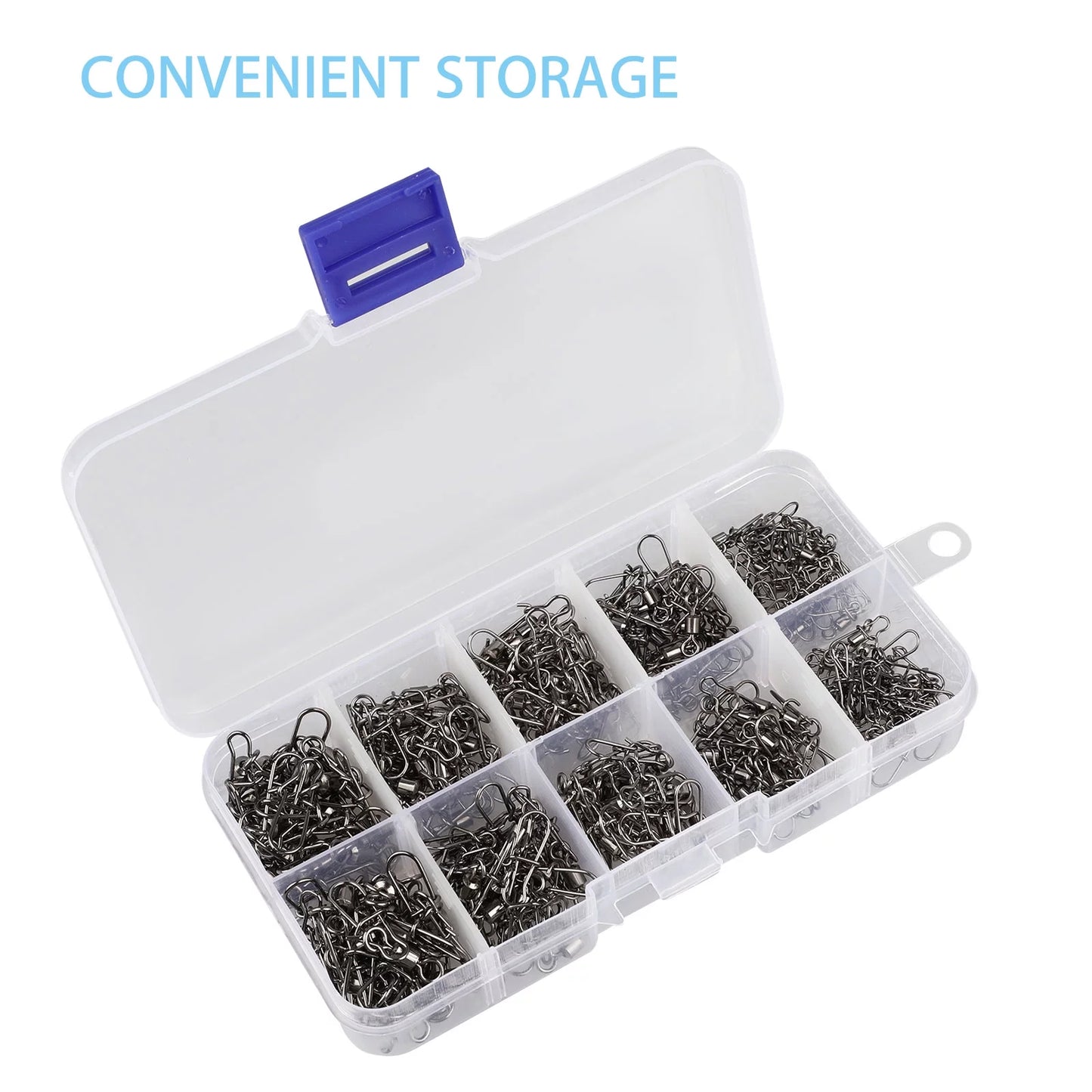 Fishing 210Pieces/Box Fishing Swivel Snap Connectors Size 2 4 5 6 8 High-Strength Fishing Rolling Swivels with Nice Snaps Fishing Tackle Kit (Stainless Steel),#2 #4 #5 #6 #8