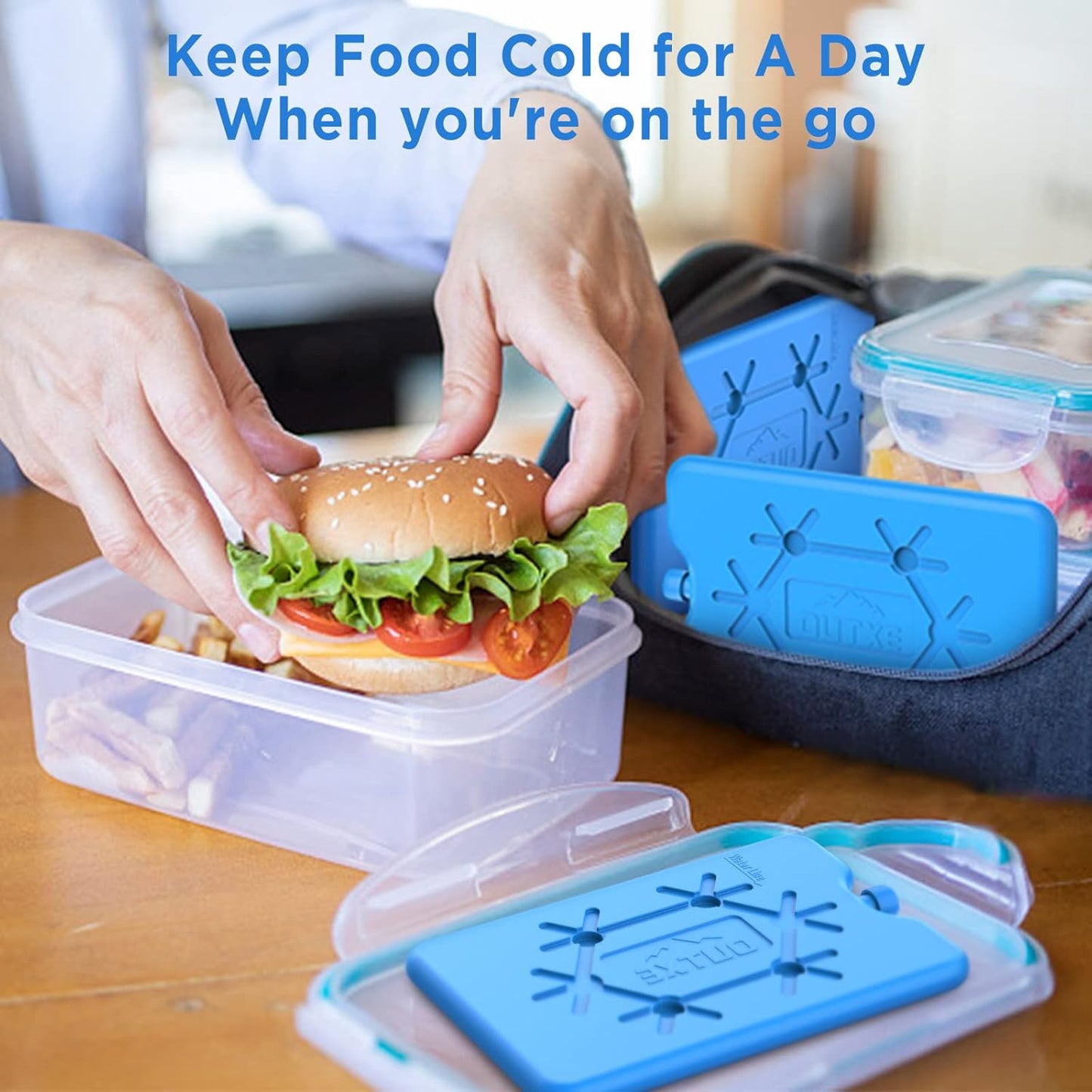 Ice Packs for Lunch Box - Reusable Ultra-Thin Freezer Packs - Long-Lasting Cool Packs for Coolers, Keep Food Fresh and Cold in Lunch Boxes and Breastmilk Bags