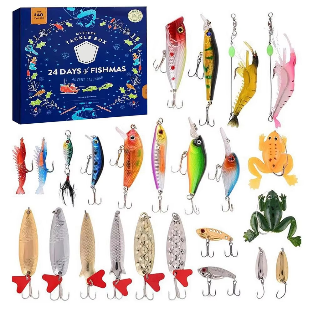 2024 Fishing Tackle Advent Calendar 24 Day Christmas Advent Calendar Fishing Tackle Box Creative Christmas Gifts Countdown