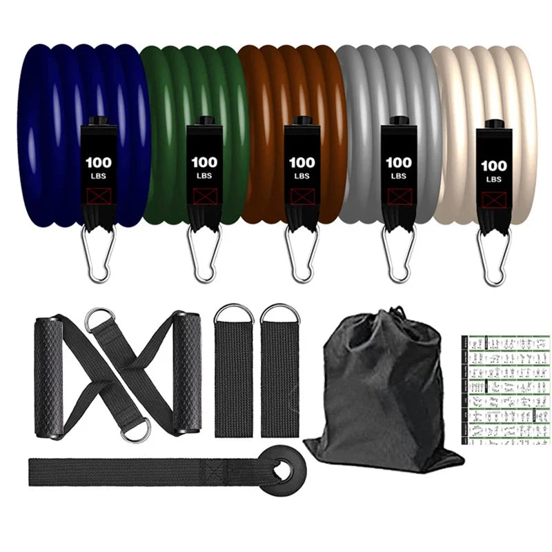 Non-Slip Fitness Stick 500LBS Elastic Bands for Fitness Pilates Bar Kit Resistance Bands Detachable Workout Bar Exercise Bands