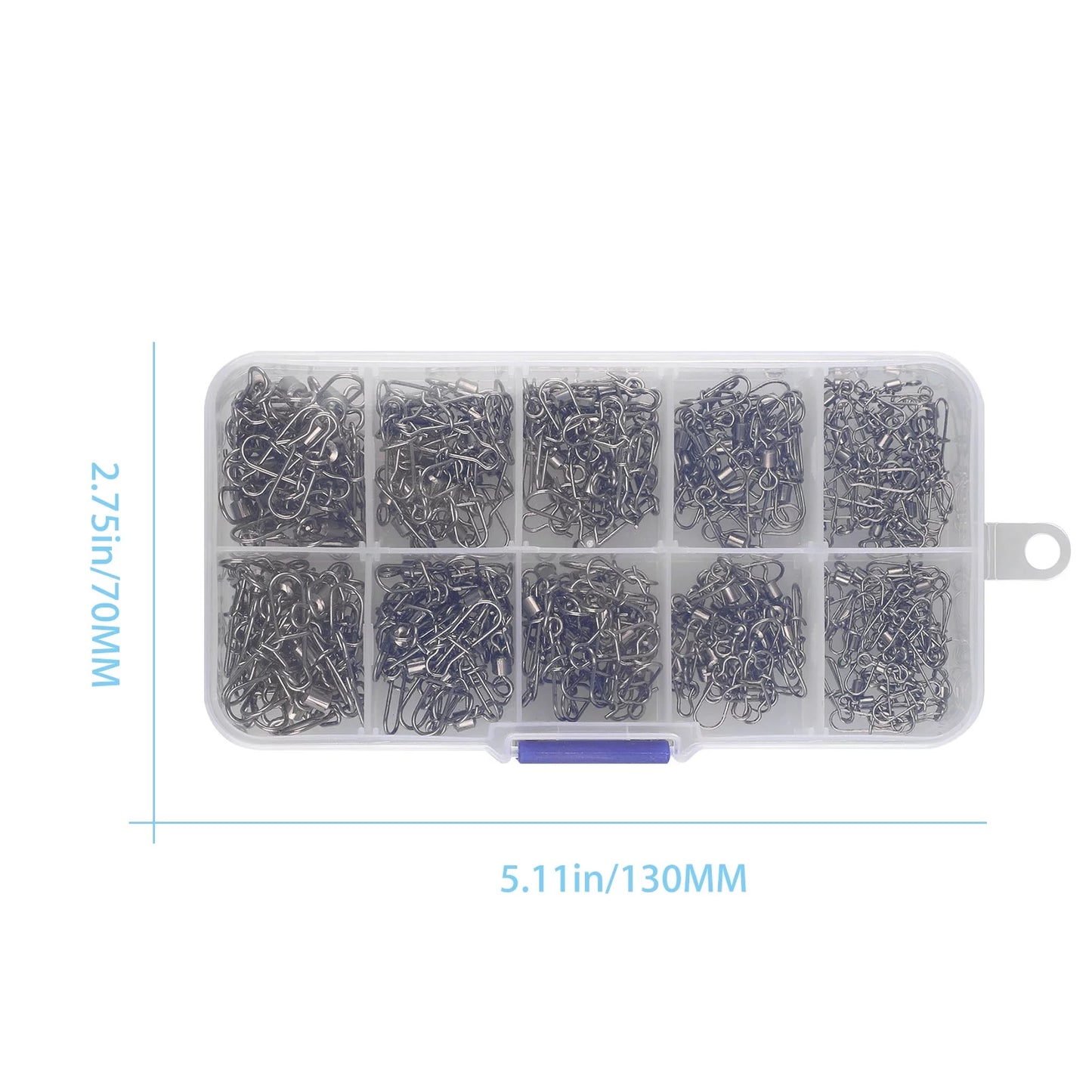 Fishing 210Pieces/Box Fishing Swivel Snap Connectors Size 2 4 5 6 8 High-Strength Fishing Rolling Swivels with Nice Snaps Fishing Tackle Kit (Stainless Steel),#2 #4 #5 #6 #8