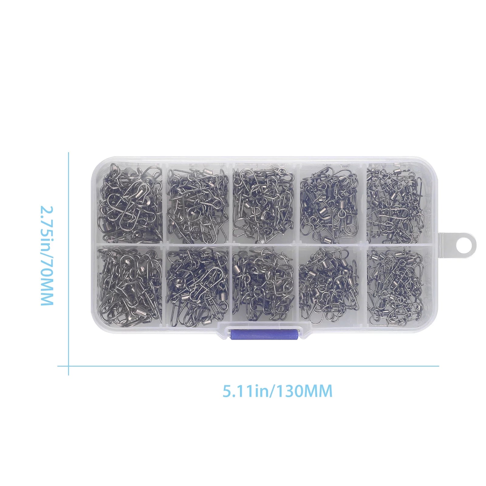 Fishing 210Pieces/Box Fishing Swivel Snap Connectors Size 2 4 5 6 8 High-Strength Fishing Rolling Swivels with Nice Snaps Fishing Tackle Kit (Stainless Steel),#2 #4 #5 #6 #8