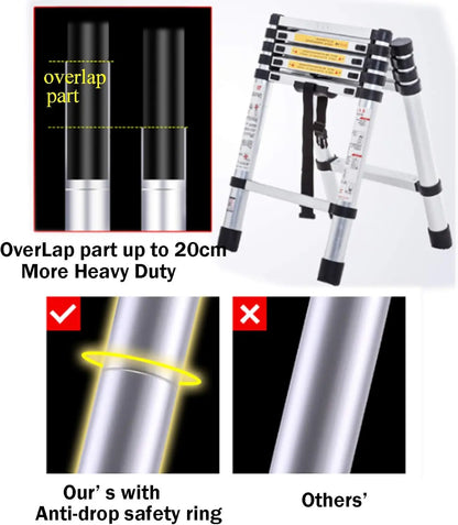 Aluminum Folding Ladder Lightweight A-Frame Ladder Extension Telescopic Ladder Portable Safety Ladder,4+5/5+6/6+7 Step Ladder