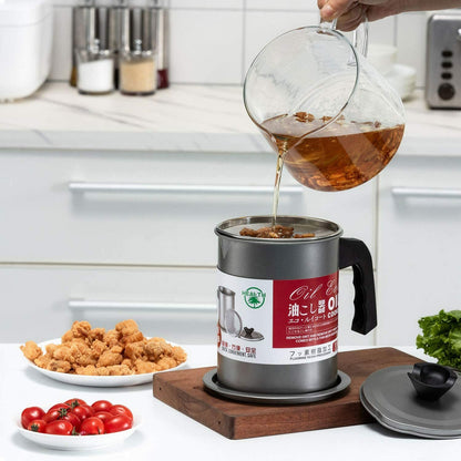 1.4L Bacon Grease Oil Container Keeper Storage Can with Strainer Stainless Steel