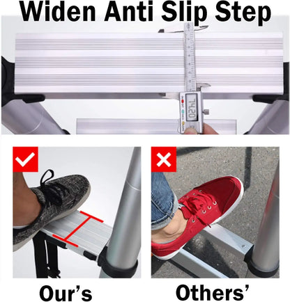 Aluminum Folding Ladder Lightweight A-Frame Ladder Extension Telescopic Ladder Portable Safety Ladder,4+5/5+6/6+7 Step Ladder