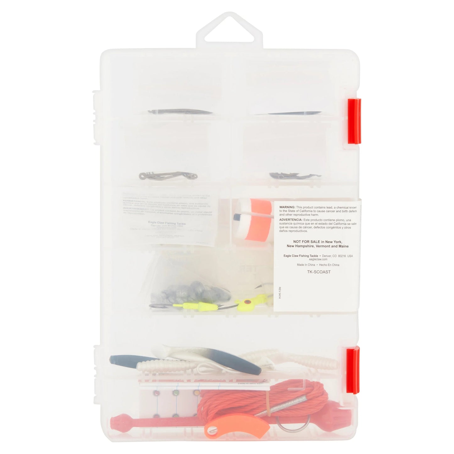 South Coastal Saltwater Fishing Tackle Box Kit, Small, Clear