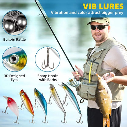 Fishing Lures Fishing Gear Tackle Box Fishing Attractants for Bass Trout Salmon Fishing Accessories Including Spoon Lures Soft Plastic Worms Crankbait Jigs Fishing Hooks