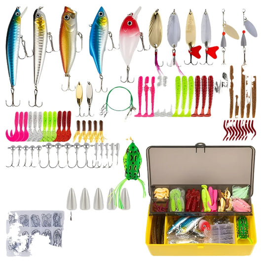 Fishing Lures Fishing Gear Tackle Box Fishing Attractants for Bass Trout Salmon Fishing Accessories Including Spoon Lures Soft Plastic Worms Crankbait Jigs Fishing Hooks