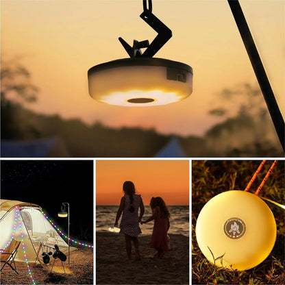 Camping Lights String,4 in 1 Outdoor String Lights,Outdoor Waterproof Portable Stowable String Light,Solar Power and USB Charging String Lights for Camping Yardholiday Decorations