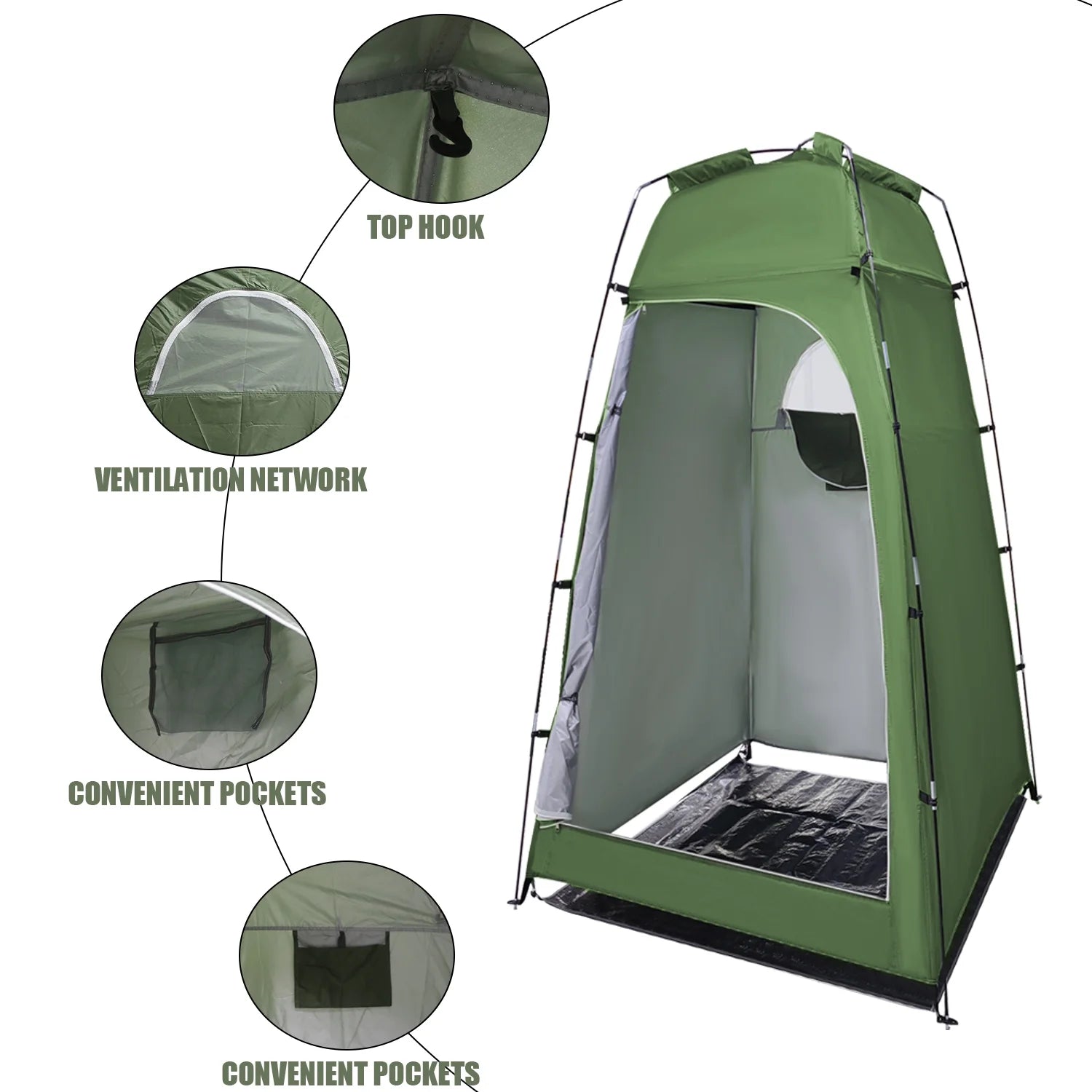 6.9FT Outdoor Privacy Shower Tent Portable Changing Room Camp Toilet W/Carry Bag