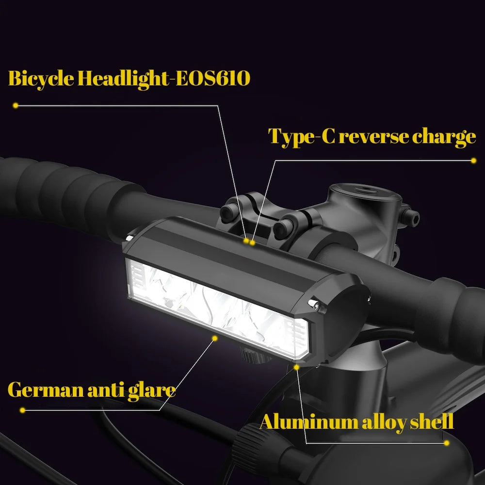 Bike Lights 900 Lumen, LED Bicycle Light with High Beam Low Beam, Best Bike Lights for Night Riding, USB-C Rechargeable Bike Headlight, Waterproof Bicycle Lights