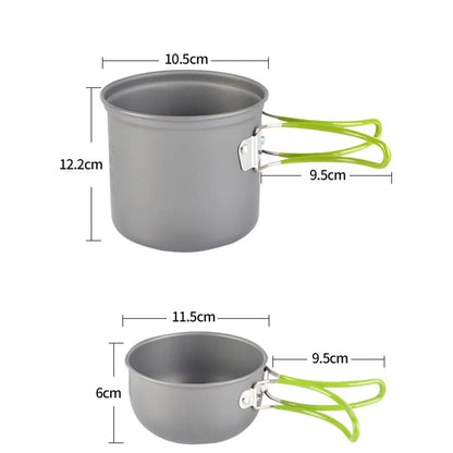 1 Set/6Pcs Outdoor Cookware Alumina Set Portable Bowl Outdoor Picnic Portable Combination Pot Bowl Spoon Fork Stoarge Bag Kit Fo