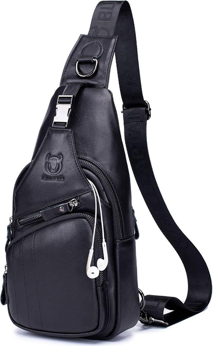 Cross Body Bags for Men Leather Sling Bag Casual Daypacks Chest Bags Shoulder Bag Travel Hiking Backpacks