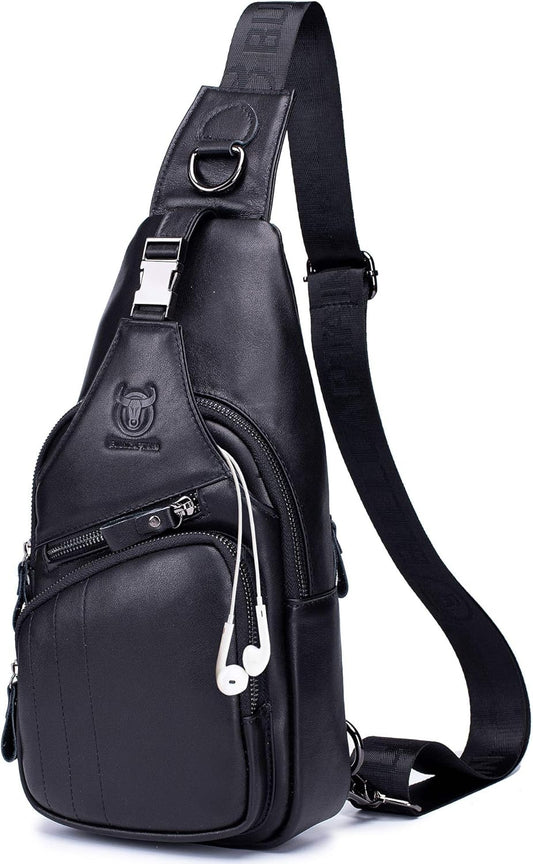 Cross Body Bags for Men Leather Sling Bag Casual Daypacks Chest Bags Shoulder Bag Travel Hiking Backpacks