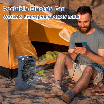 Camping Fan with LED Lights, 10400Mah Portable Battery Operated Desk Fan for Travel, Hiking, Fishing, Picnic