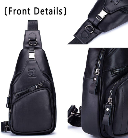 Cross Body Bags for Men Leather Sling Bag Casual Daypacks Chest Bags Shoulder Bag Travel Hiking Backpacks