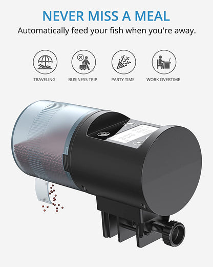 Automatic Fish Feeder, Moisture-Proof Auto Fish Feeder for Fish Tank and Aquarium, Programmable Electric Fish Feeder Automatic Dispenser for Vacation and Weekend