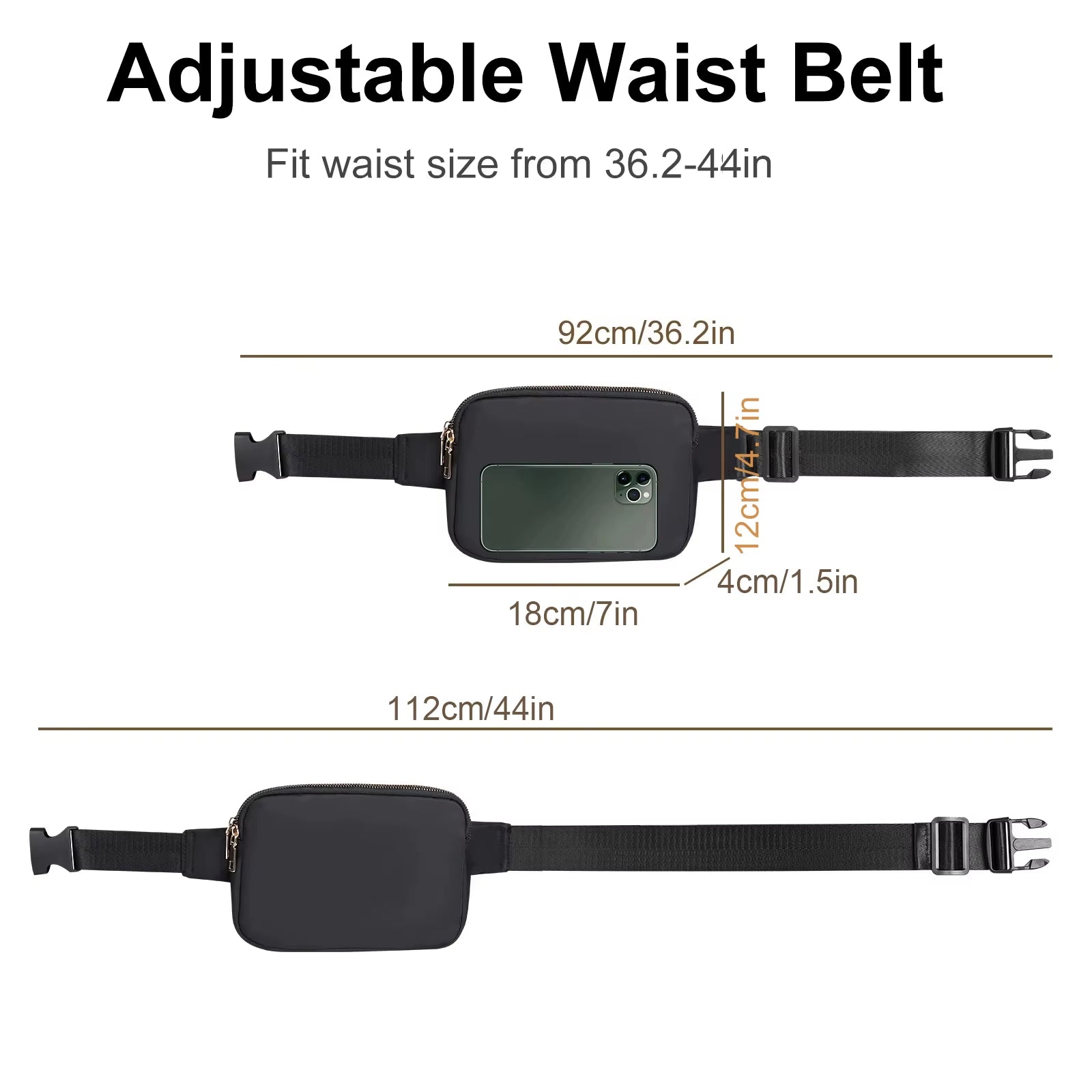 Geestock Fanny Pack Women'S Waist Bag Fashion Belt Bags Women Dual Zipper Waterproof Crossbody Bag Ladies Bum Hip Bag Riñonera