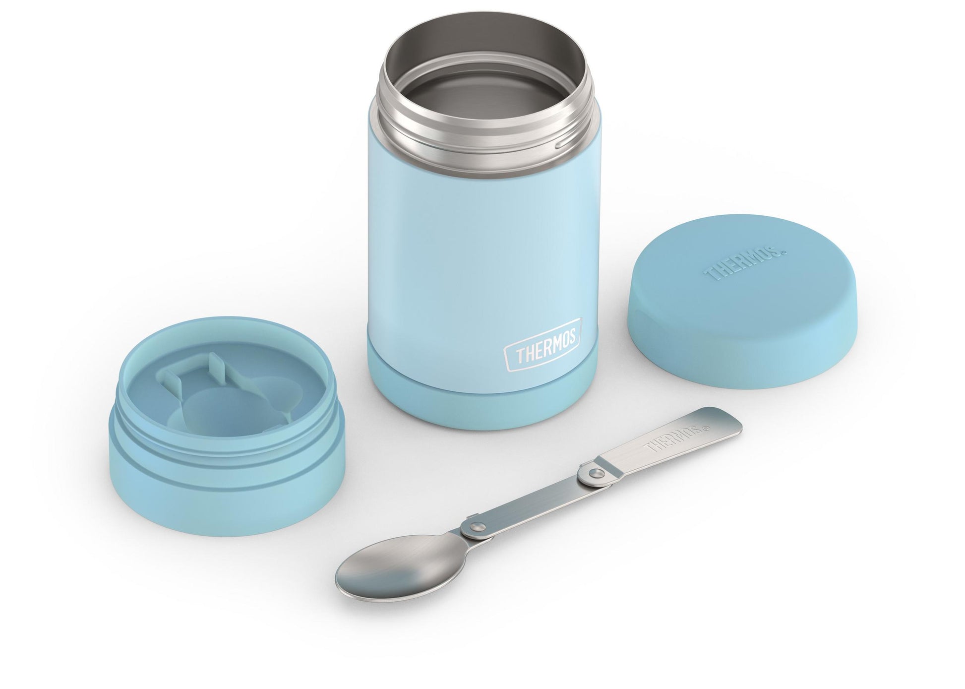 16Oz Insulated Food Jar with Folding Spoon, Glacier Blue