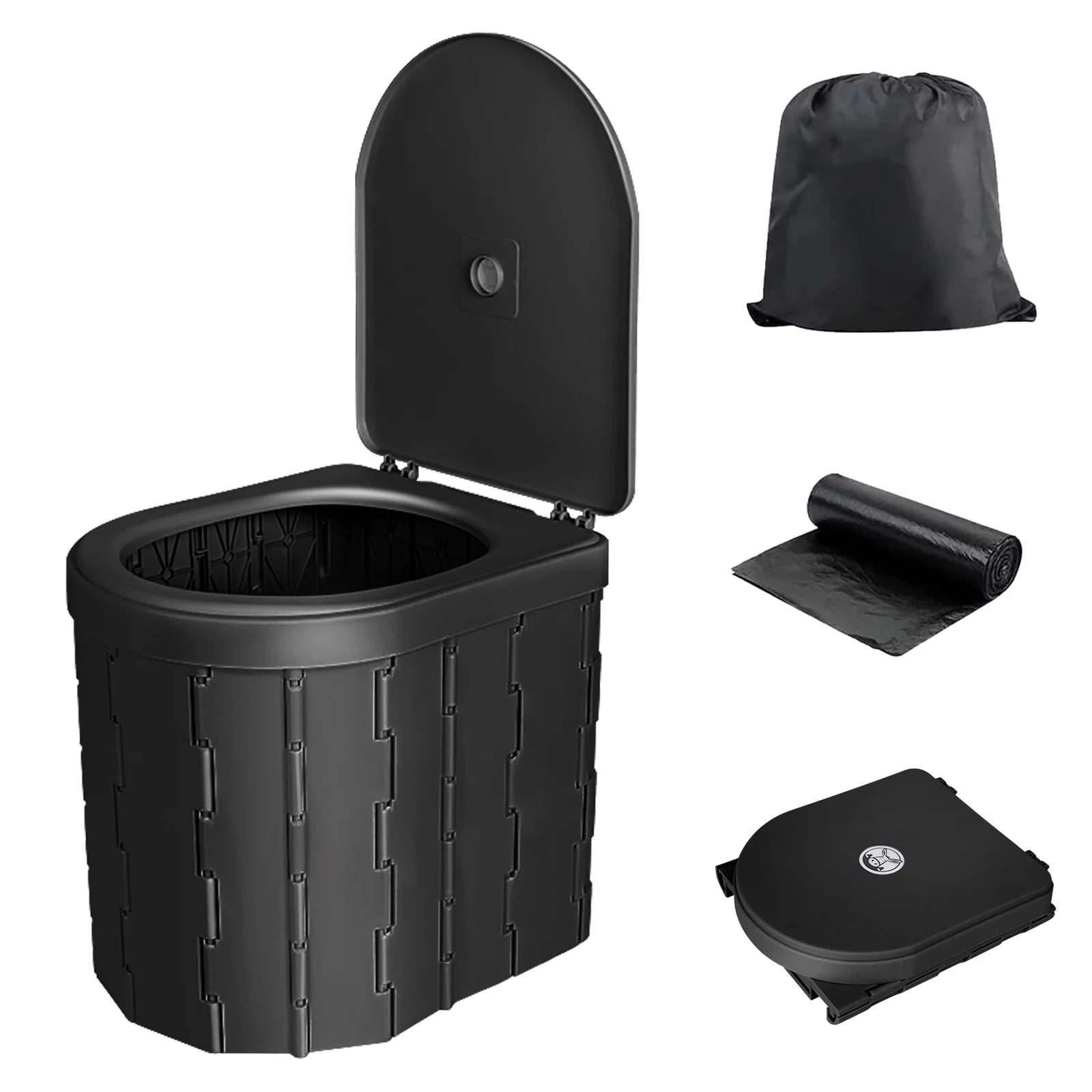 Portable Toilet for Camping, Portable Potty for Adults, Porta Potty Travel Toilet Commode Bucket Toilet for Camping, Car, Travel, Outdoor, Hiking, Trips, Tent, Beach, Black